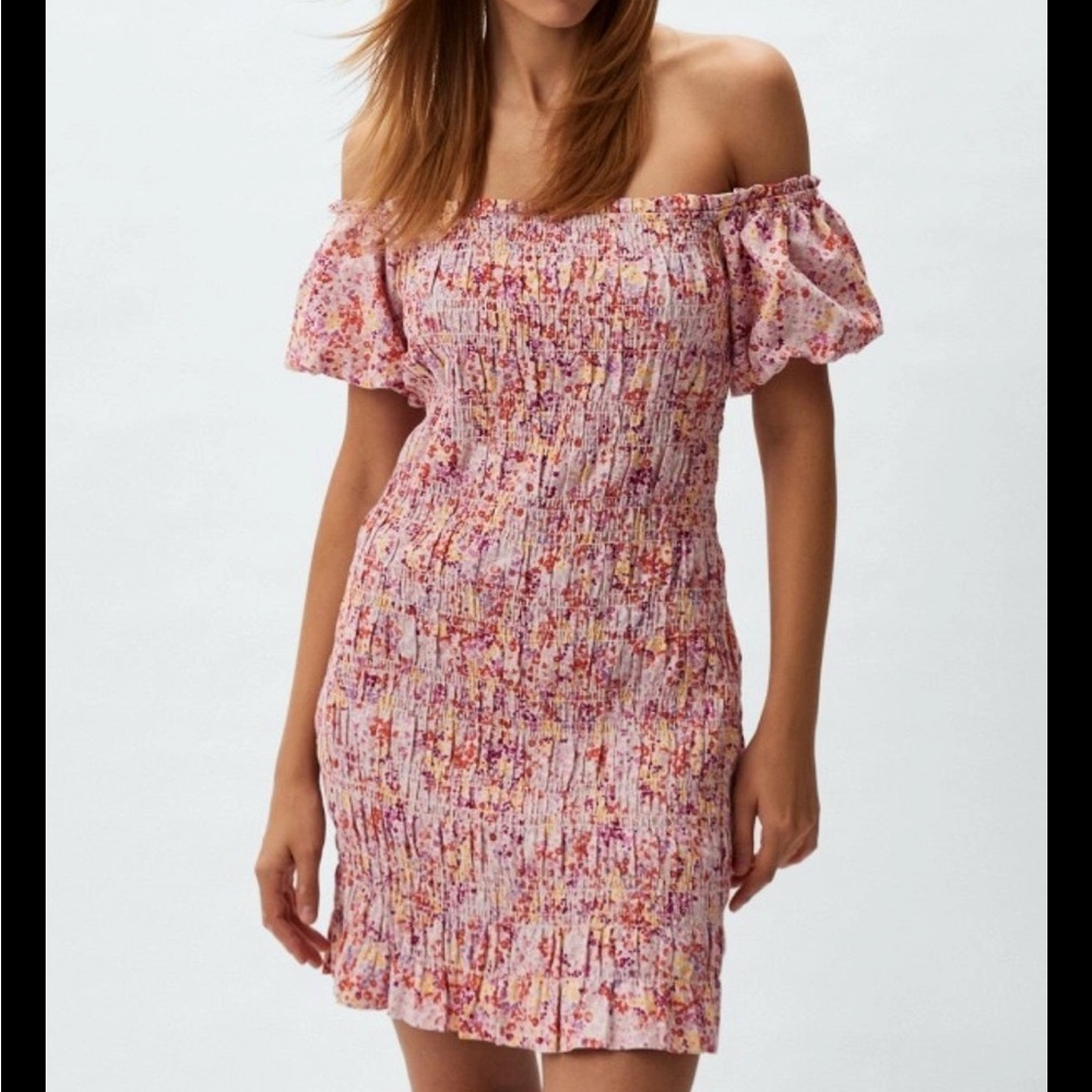 H&M Strapless Floral Dress - Pink and Purple